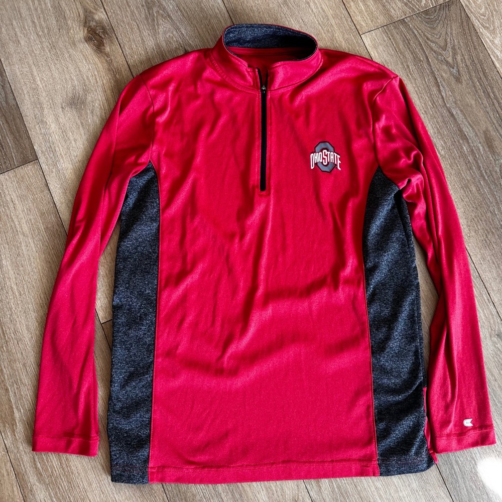 Colosseum Ohio State Buckeyes Mens Red Quarter Zip Pullover Jacket Medium